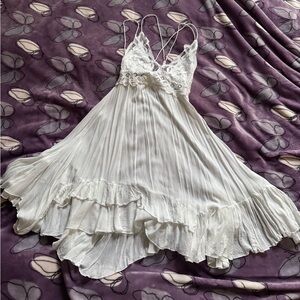 Free People One white A-symmetric summer dress Size S
